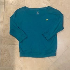 NIKE teal 3/4 sweatshirt